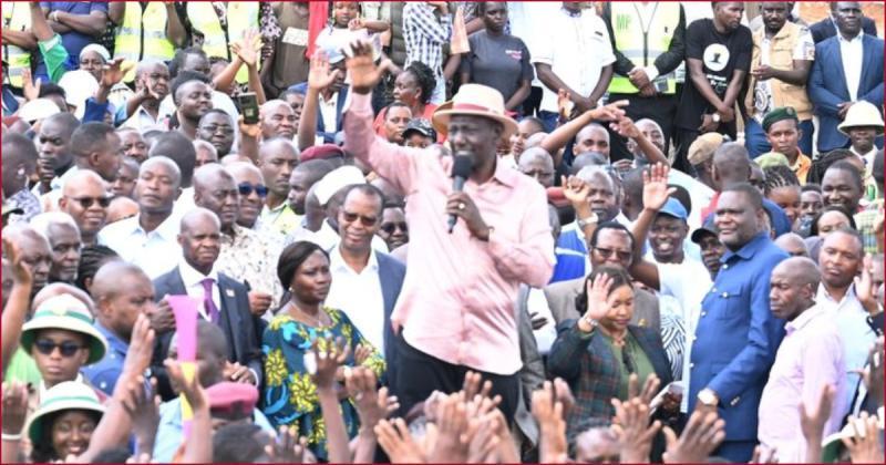 President William Ruto addressing a crowd in Embu.